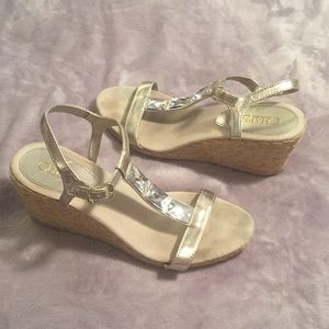 Gold / Silver rhinestone wedge sandals